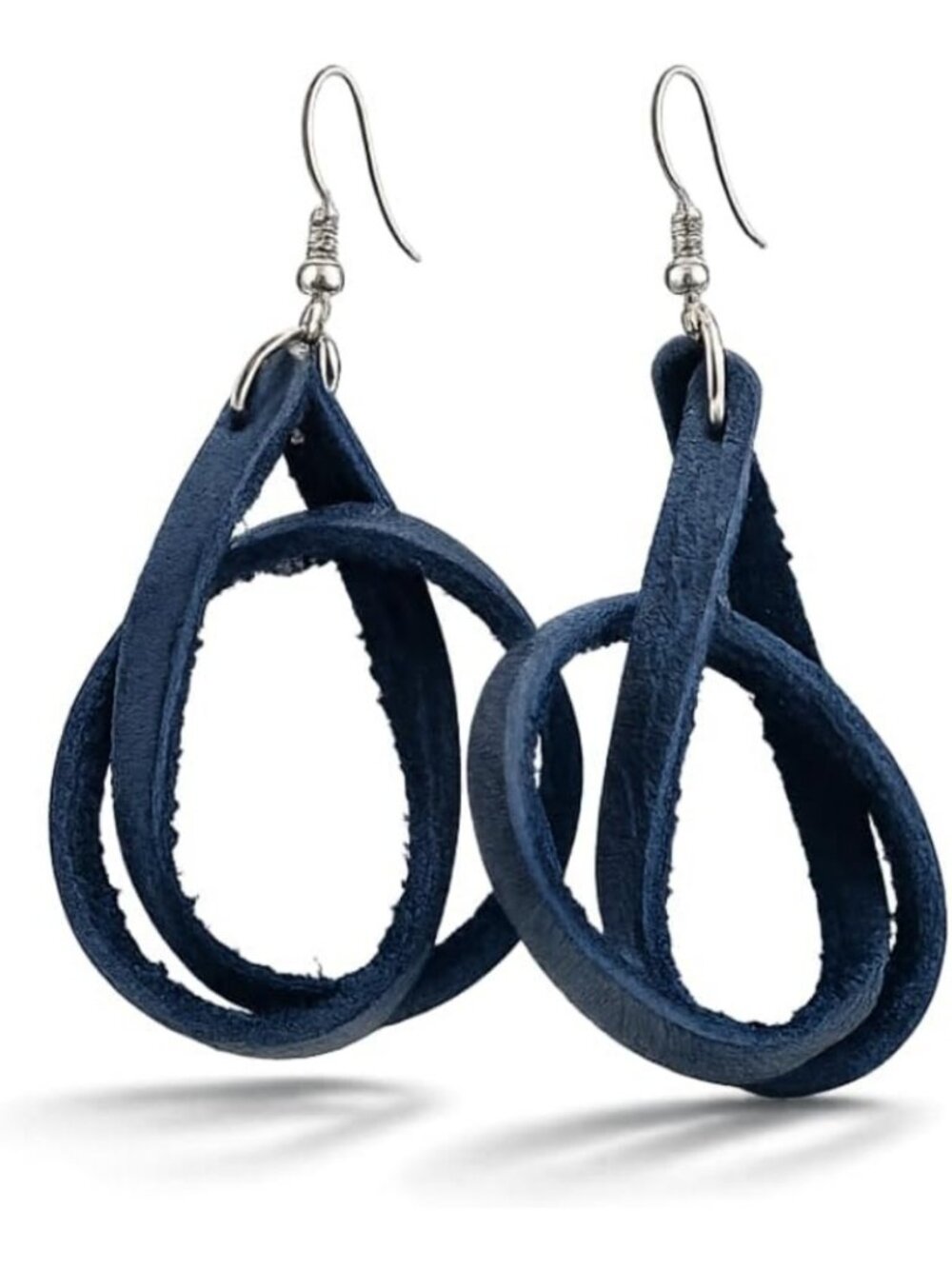Handmade Full Grain Leather Loop Earrings - Lightweight Dangle Jewelry for